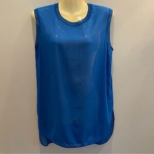 VINCE Shirt Blue Silk Sleeveless Top Size Small